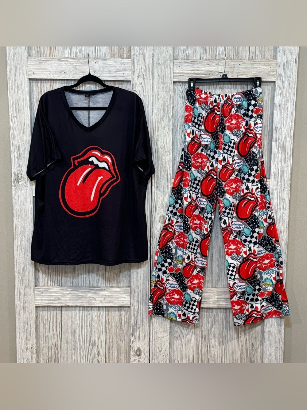 Rebel Raven Red & Black Graphic Lounge Wear Set Sz 2 XL